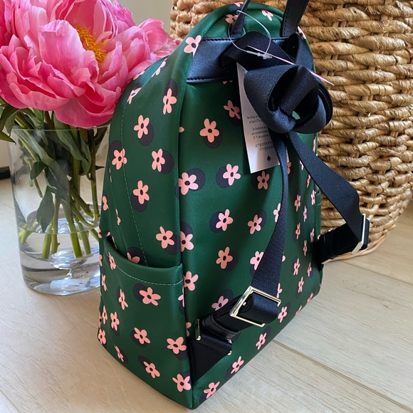 Kate Spade Chelsea the little better floral backpack. Green pink flowers nylon - Picture 9 of 11